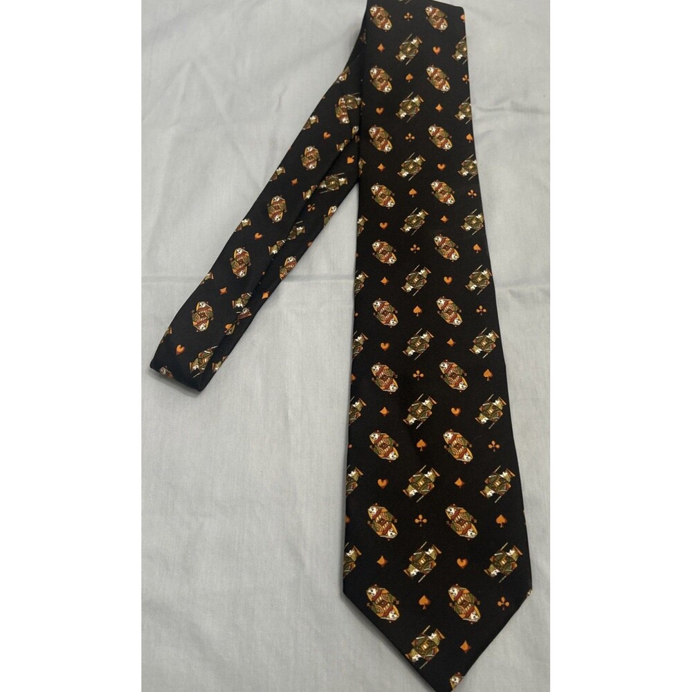 Rare Vintage Christian Dior Paris Men's Silk Tie Playing Card Motif